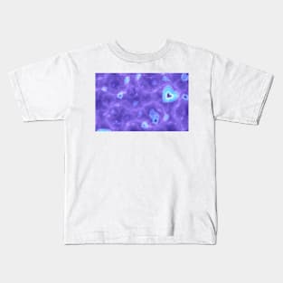 Abstract floating blue and purple hearts design Kids T-Shirt